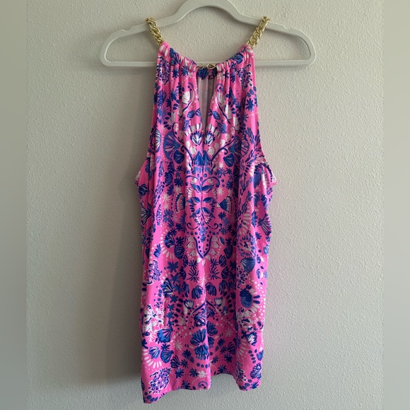 Lilly Pulitzer Bowen Halter Top Tank Havana Pink Turtle Tidepool Women’s XL - Picture 5 of 8